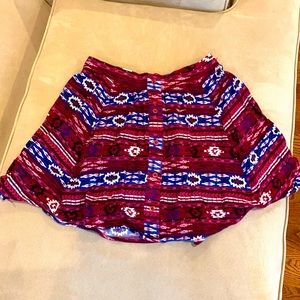 Charlotte Russe blue and maroon skirt, size M